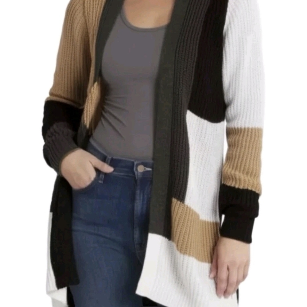Stitch Fix Fortune And Ivy XL Colorblock Cardigan Black And Tan - Picture 3 of 7